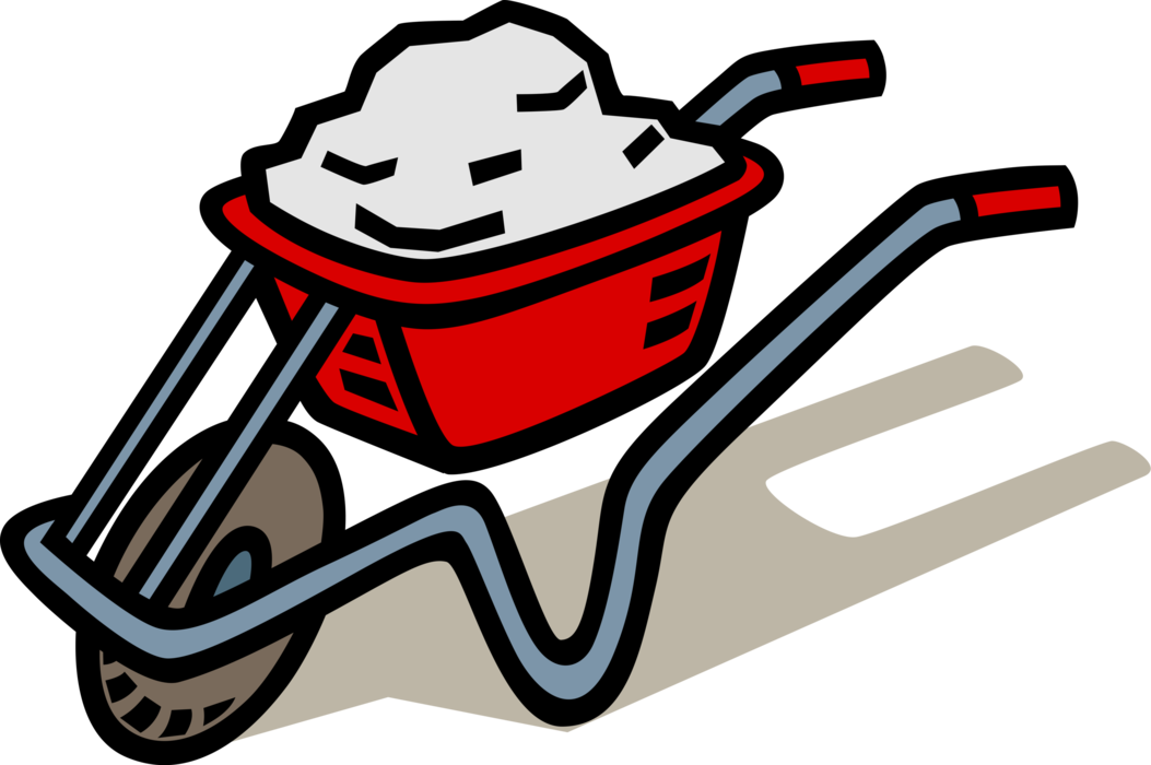 Vector Illustration of Hand-Propelled Wheelbarrow for Carrying Loads