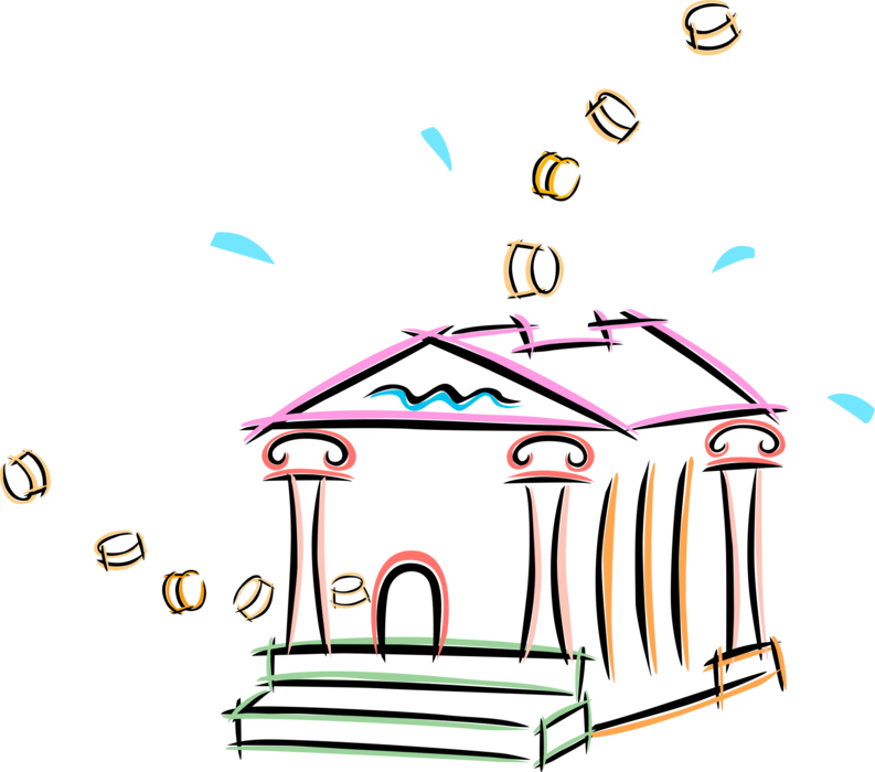 Vector Illustration of Currency Money Coin Bank Deposits and Withdrawals