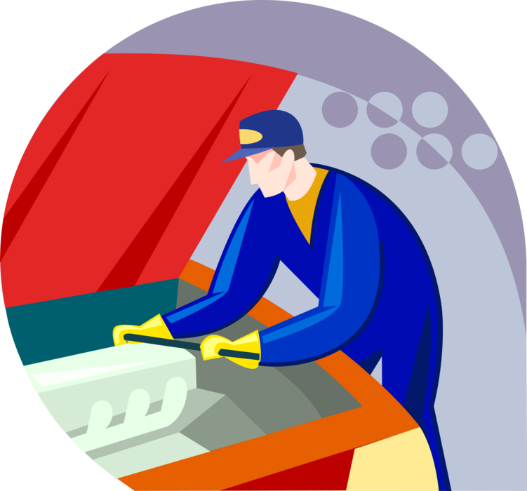 Vector Illustration of Automotive Service Technician Garage Mechanic Working on Motor Vehicle Car Engine 
