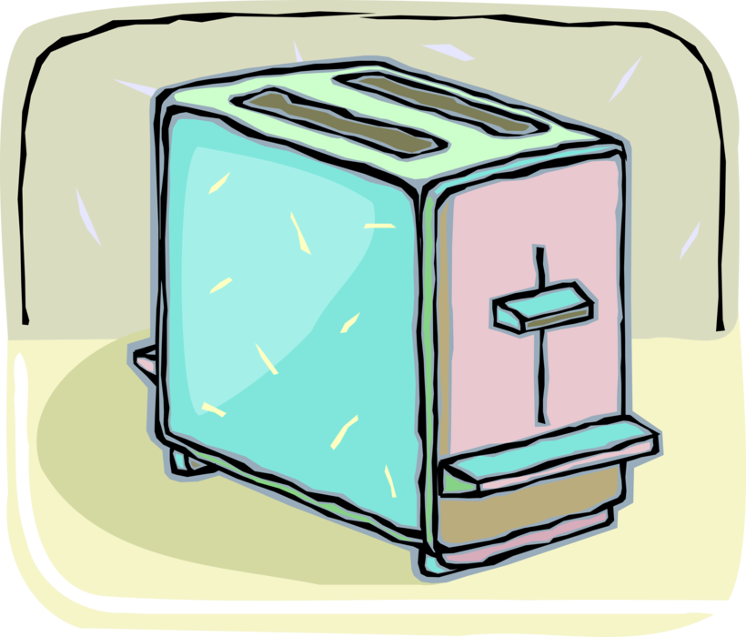 Vector Illustration of Small Electric Kitchen Appliance Toaster or Toast Maker 