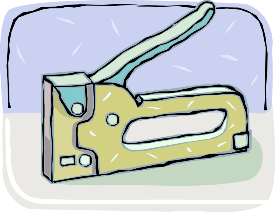 Vector Illustration of Staple Gun or Powered Stapler Hand-Held Machine