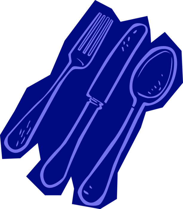 Vector Illustration of Kitchen Kitchenware Knife, Fork and Spoon Cutlery Utensils