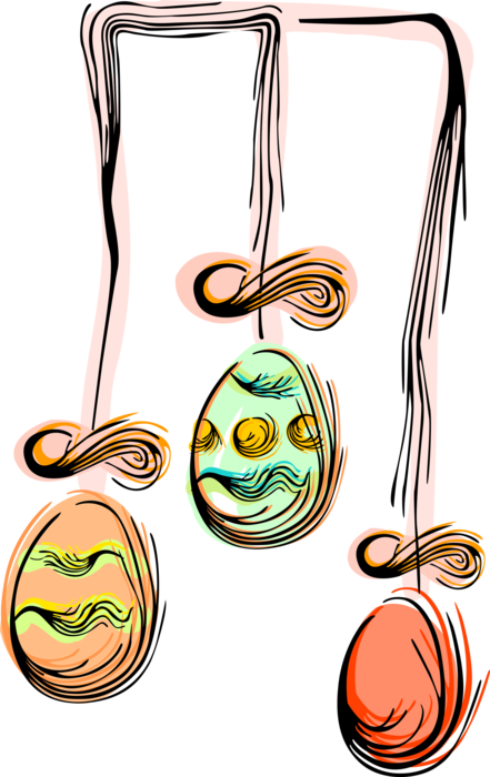 Vector Illustration of Decorated Colored Easter or Paschal Egg Mobile