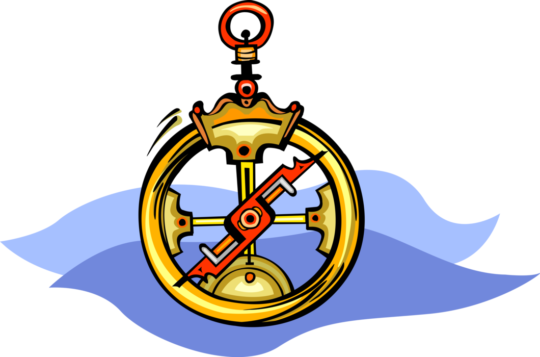 Vector Illustration of Antique Mariner's Navigation Directional Compass