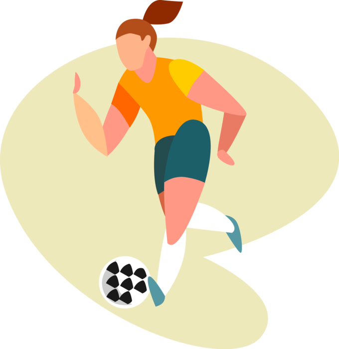 Vector Illustration of Sport of Soccer Football Player Kicks the Ball Playing Soccer