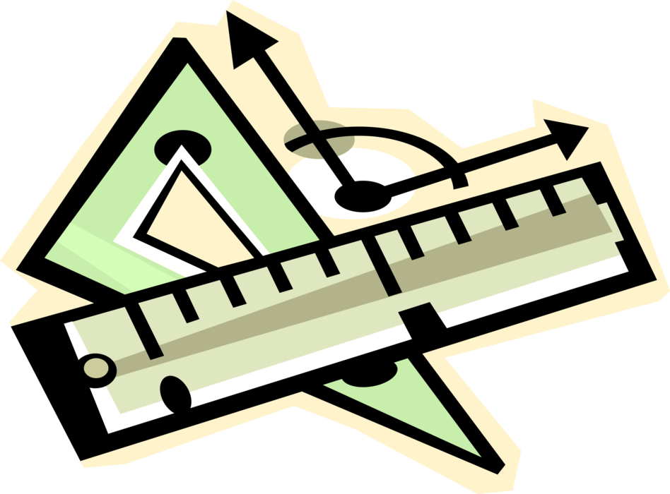 Vector Illustration of Ruler and Triangle for Measurement