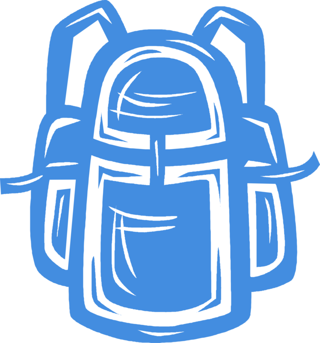 Vector Illustration of Outdoor Recreational Activity Camping and Hiking Travel Backpack or Knapsack Camp Gear