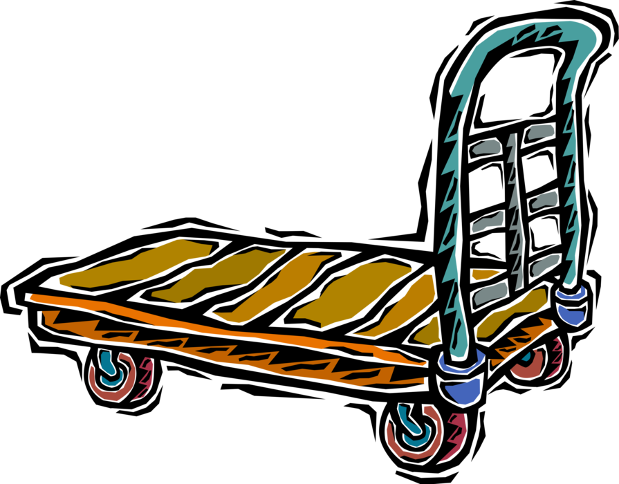 Vector Illustration of Flat Dolly Handcart