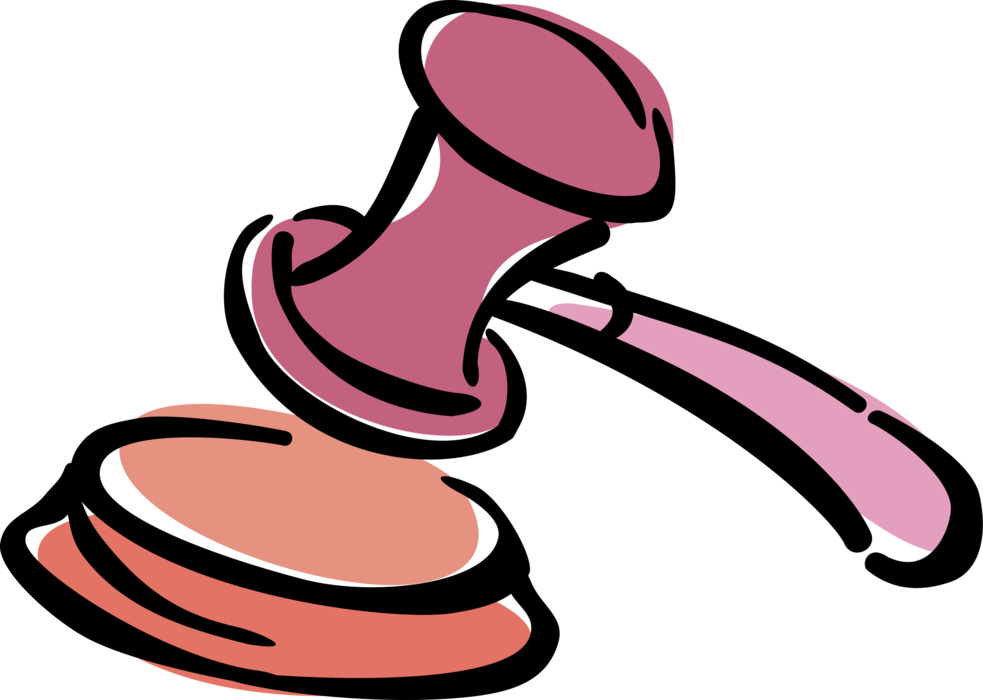 Vector Illustration of Judge's Gavel Ceremonial Mallet Punctuates Judicial Rulings and Proclamations