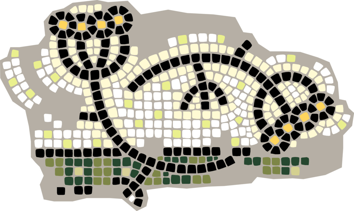 Vector Illustration of Decorative Mosaic Botanical Horticulture Garden Flowers
