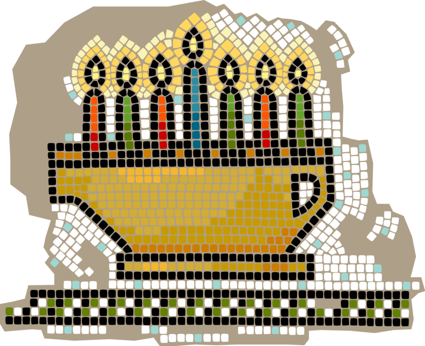 Vector Illustration of Decorative Mosaic Traditional African Kinara Candle Holder of Kwanzaa