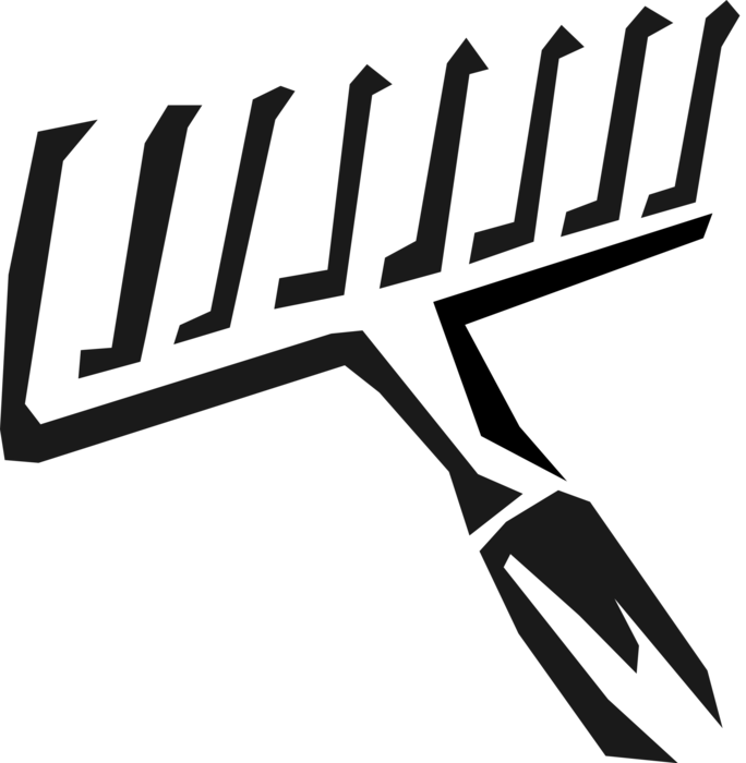 Vector Illustration of Rake Horticultural Implement to Collect Leaves, Hay, Grass in Gardening