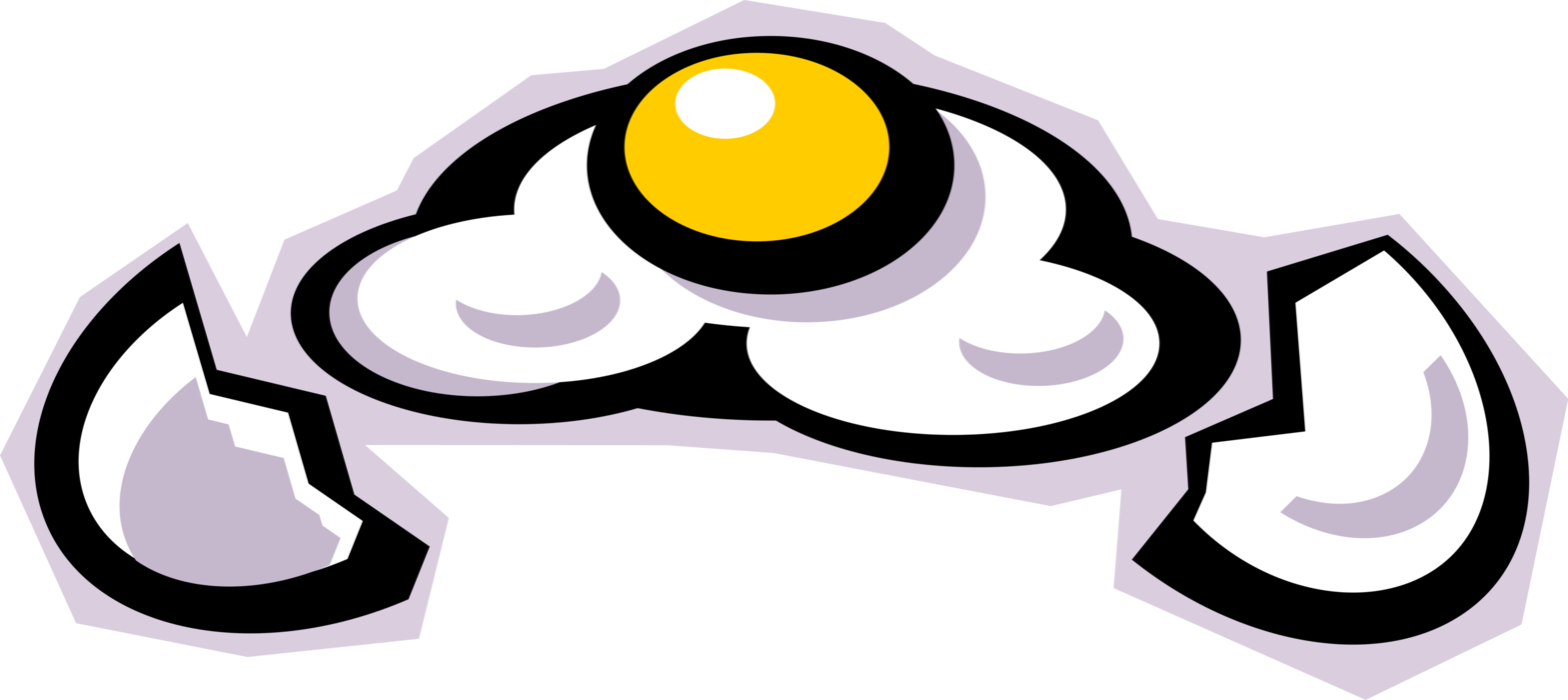 Vector Illustration of Fried Egg with Eggshell
