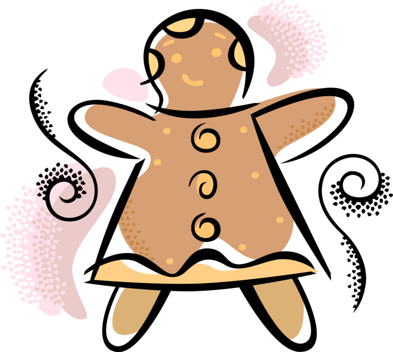 Vector Illustration of Baked Goods Gingerbread Woman Cookie Biscuit