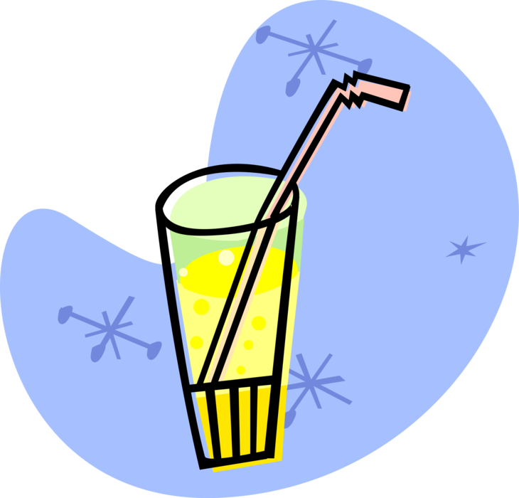 Vector Illustration of Glass of Lemonade with Drinking Straw