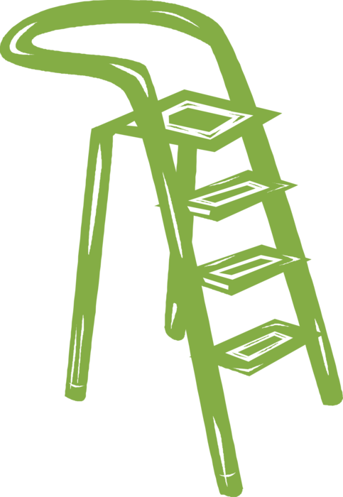 Vector Illustration of Portable Rigid Step Ladder or Stepladder with Stringer or Rail Steps