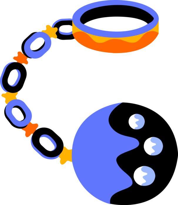 Vector Illustration of Leg Irons Legcuffs Physical Restraint used on Ankles by Law Enforcement
