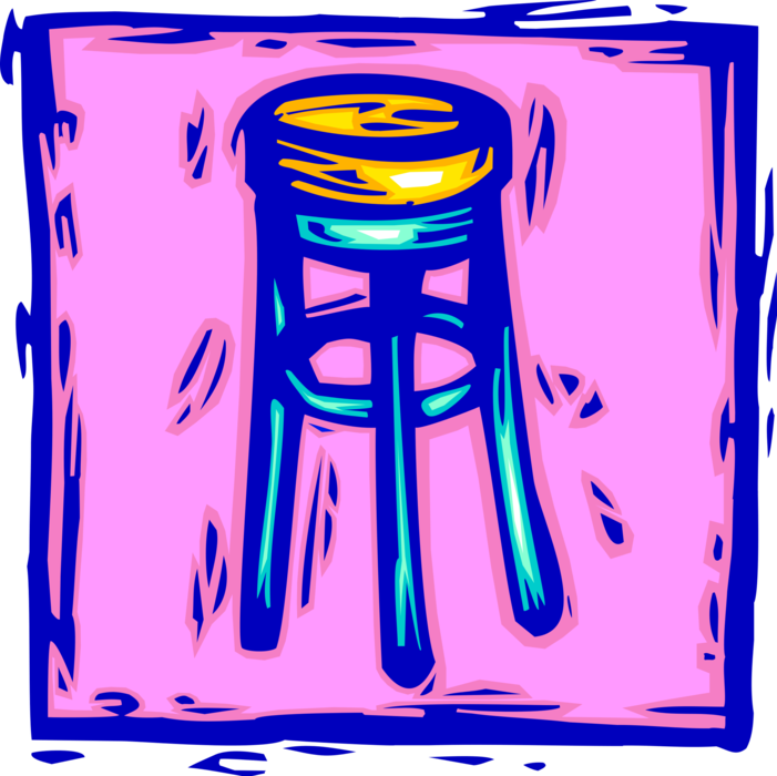 Vector Illustration of Four-Legged Stool Furniture