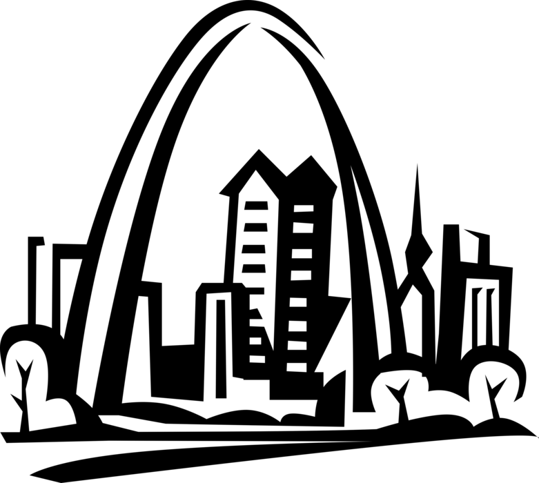 Vector Illustration of Gateway Arch Monument World's Tallest Catenary Arch, St. Louis, Missouri, USA