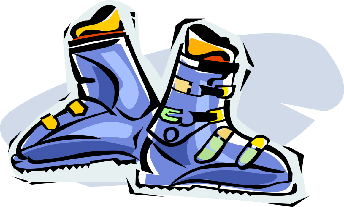 Vector Illustration of Downhill Alpine Skiers Ski Boots used in Winter Sport Skiing
