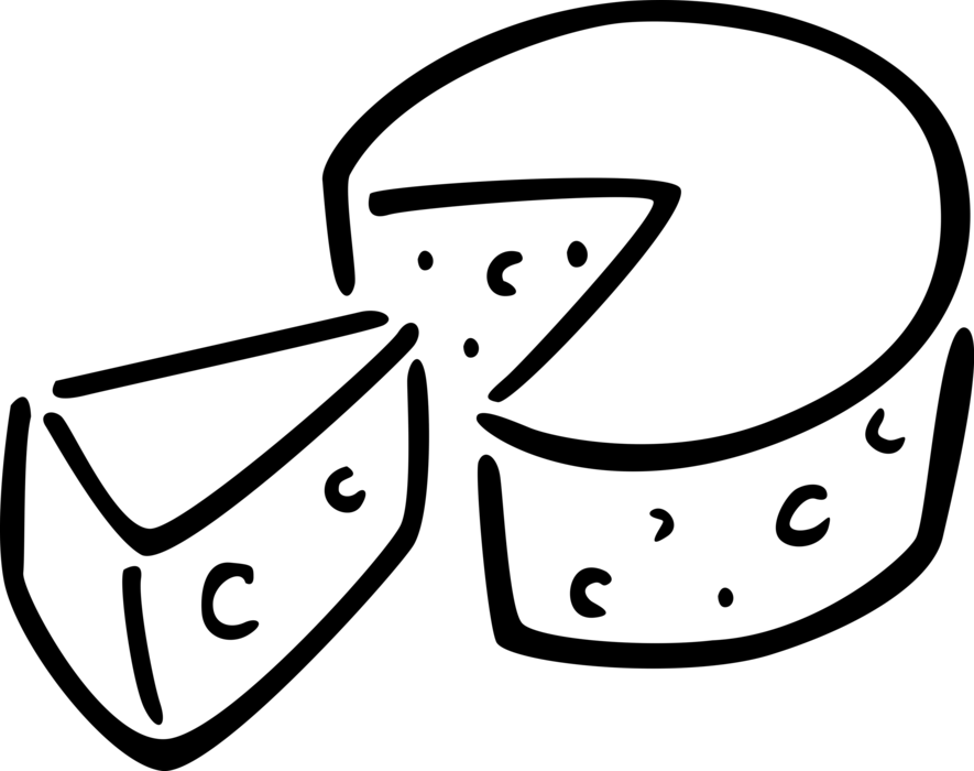 Vector Illustration of Cheese Wheel Food Derived from Dairy Milk