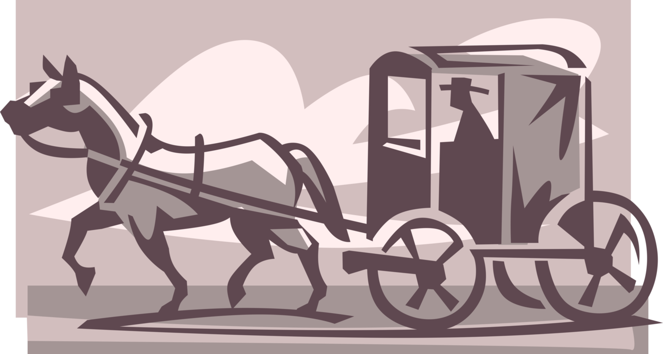 Vector Illustration of Amish Pennsylvania Dutch Horse Drawn Carriage Horse and Buggy