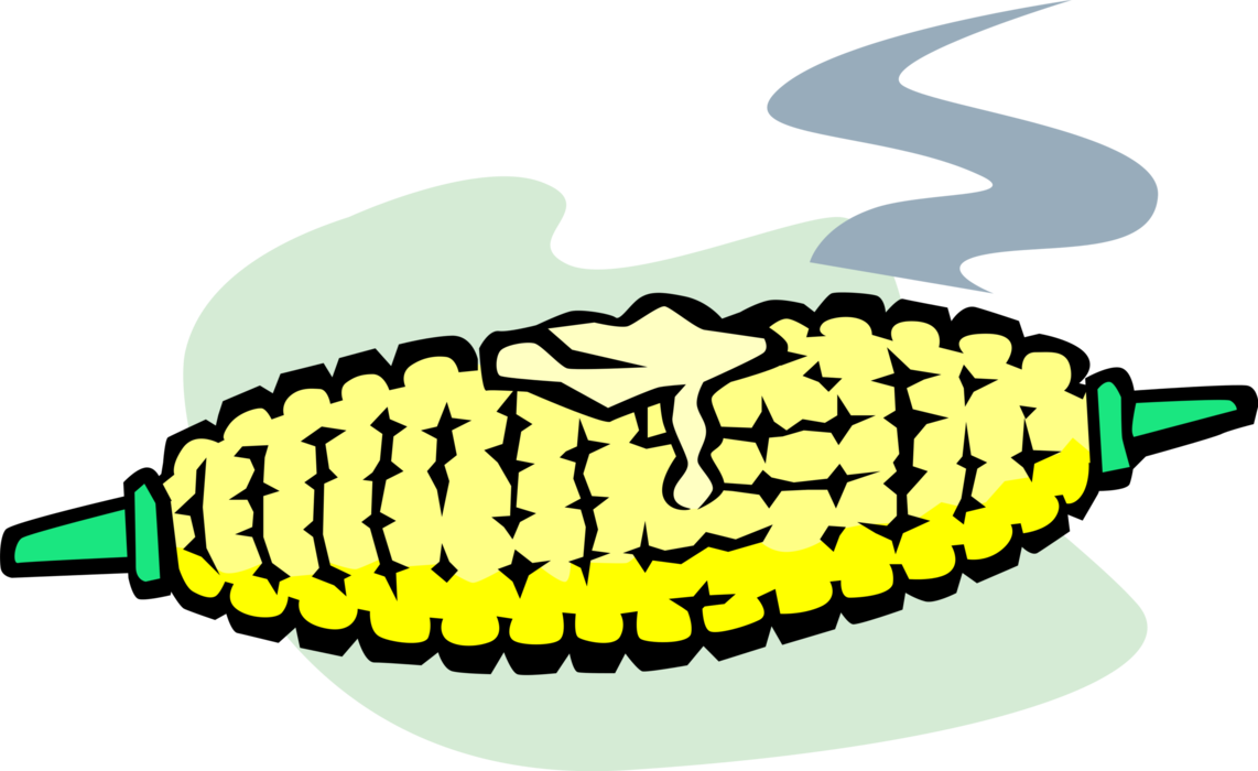 Vector Illustration of Corn on the Cob Grain Plant with Melted Butter