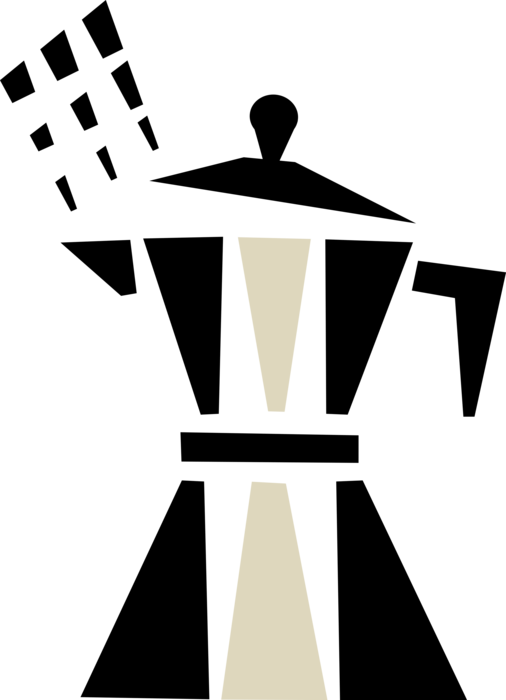 Vector Illustration of Stove-Top Moka Pot Macchinetta Coffee Pot Coffeemaker or Coffee Machine
