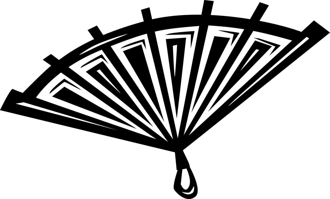 Vector Illustration of Chinese and Japanese Folding Hand Fan