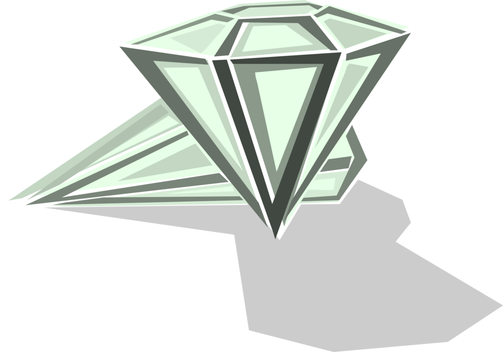 Vector Illustration of Allotrope of Carbon, Diamond Gemstone has Hardness and Thermal Conductivity
