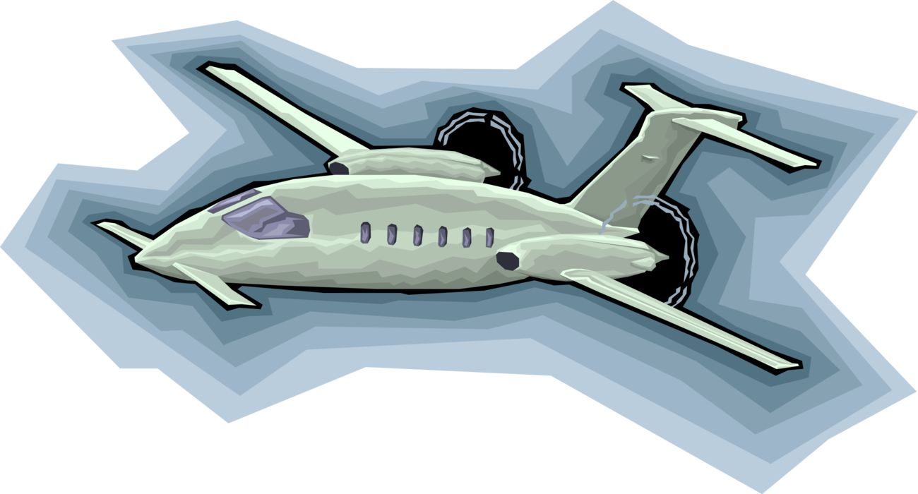 Vector Illustration of Private Executive Corporate Jet Airplane in Flight