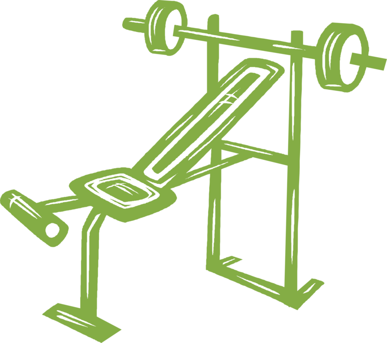 Vector Illustration of Bench Press used in Weight Training, Bodybuilding, Weightlifting with Barbell Weights