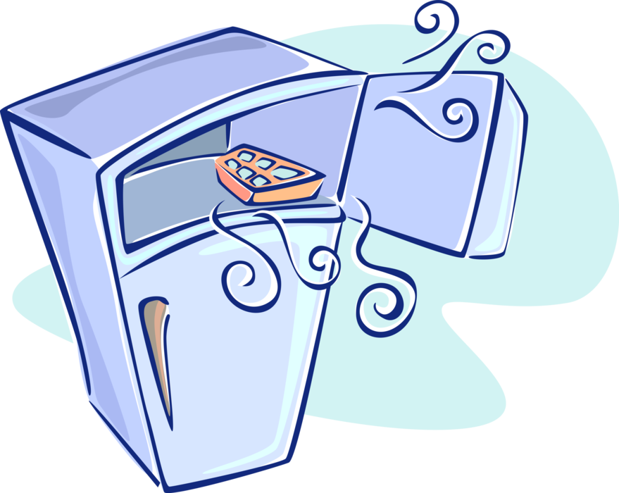 Vector Illustration of Refrigerator Icebox Fridge Household Appliance Keeps Perisable Food Cold