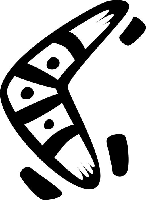 Vector Illustration of Australian Boomerang used by Indigenous Australians for Hunting