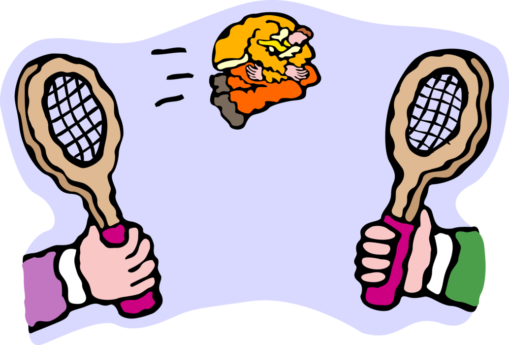 Vector Illustration of Businessmen as Badminton Shuttlecocks or Birdies