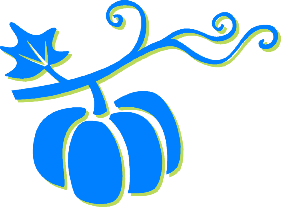 Vector Illustration of Halloween Jack-o'-Lantern Squash Pumpkin on Vine