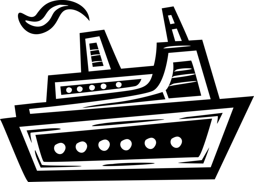 Vector Illustration of Cruise Ship or Ocean Liner Passenger Ship used for Pleasure Voyages