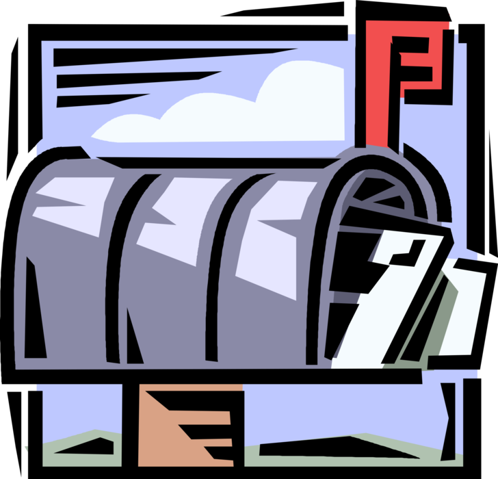 Vector Illustration of Letter Box or Mailbox Receptacle for Incoming Mail Filled with Letters
