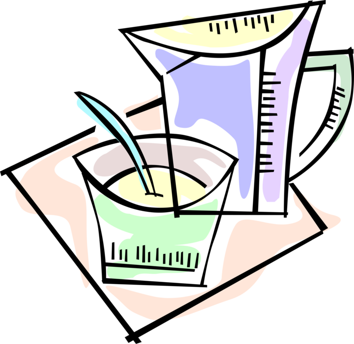 Vector Illustration of Juice Pitcher Jug and Bowl with Spoon