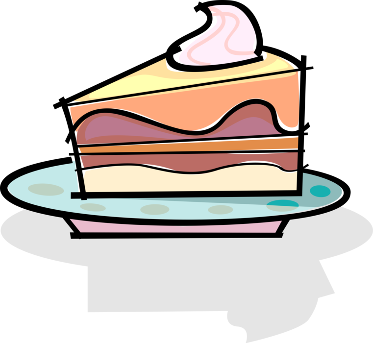 Vector Illustration of Slice of Dessert Cake on Plate