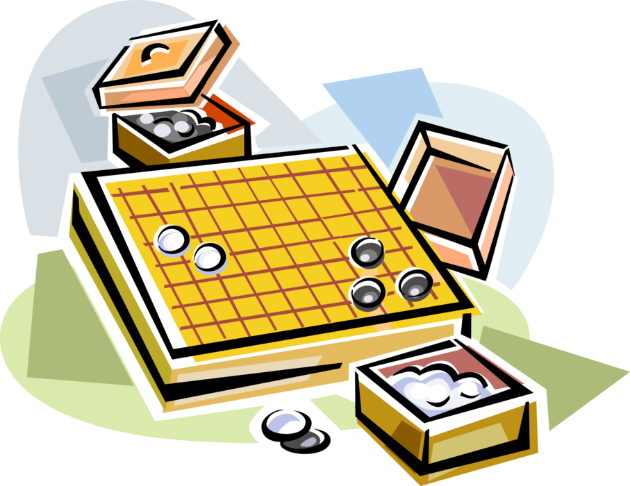 Vector Illustration of Go Game Ancient Chinese Abstract Strategy Board Game 