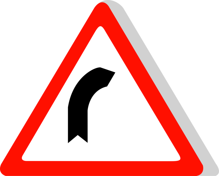 Vector Illustration of European Union EU Traffic Highway Road Sign, Right Bend