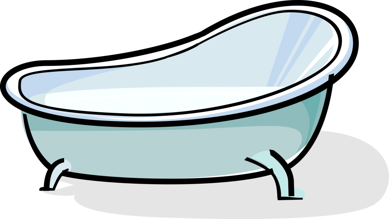 Vector Illustration of Bathtub, Bath or Tub Holds Water for Bathing