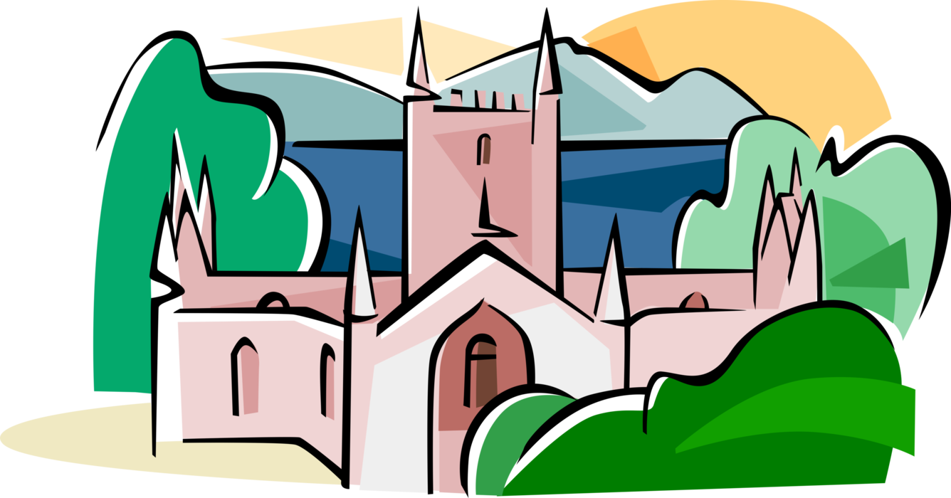 Vector Illustration of The Convict Church Timber and Stone Church, Port Arthur, Tasmania