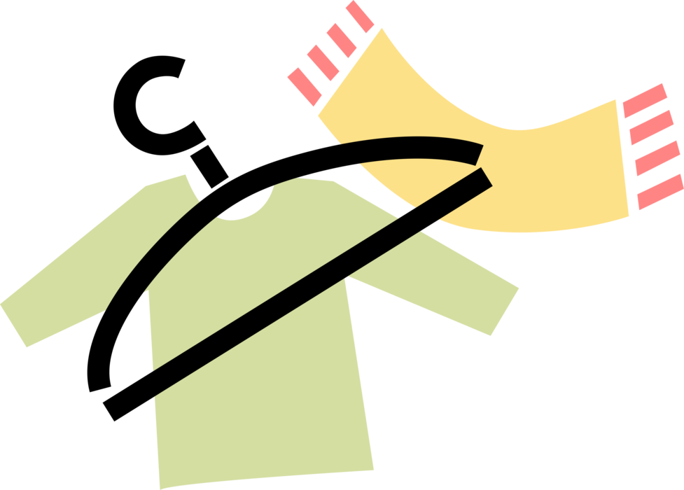Vector Illustration of Clothes Hanger or Coat Hanger, Clothing Apparel, Scarf