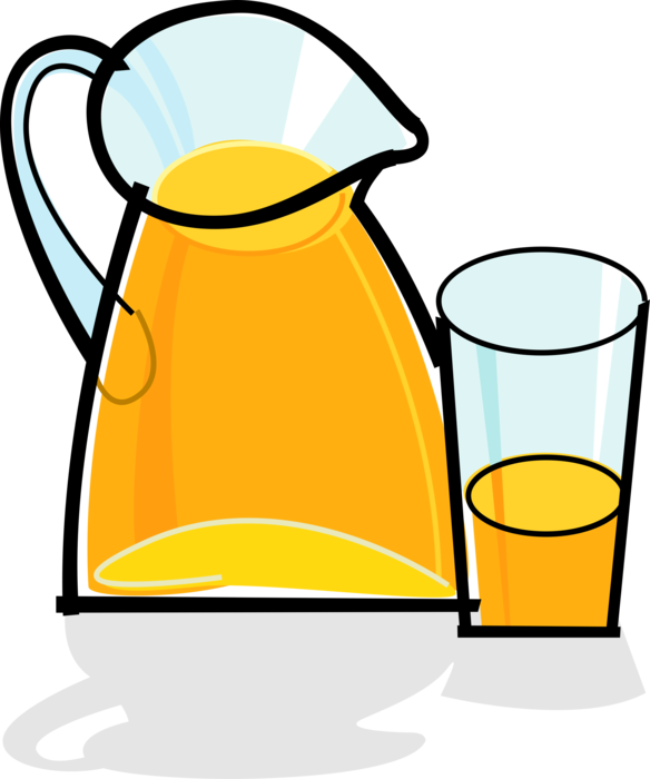 Vector Illustration of Pitcher Jug Full of Citrus Orange Fruit Juice