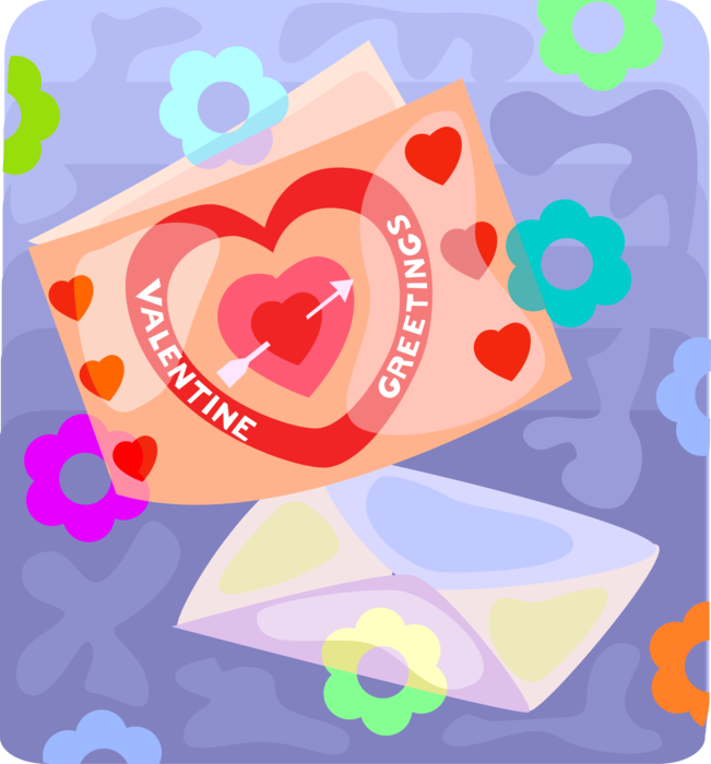 Vector Illustration of Valentine's Day Greeting Card with Passion Love Heart and Cupid's Arrow