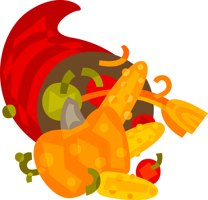 Vector Illustration of Cornucopia Horn of Plenty Symbol of Abundance and Nourishment