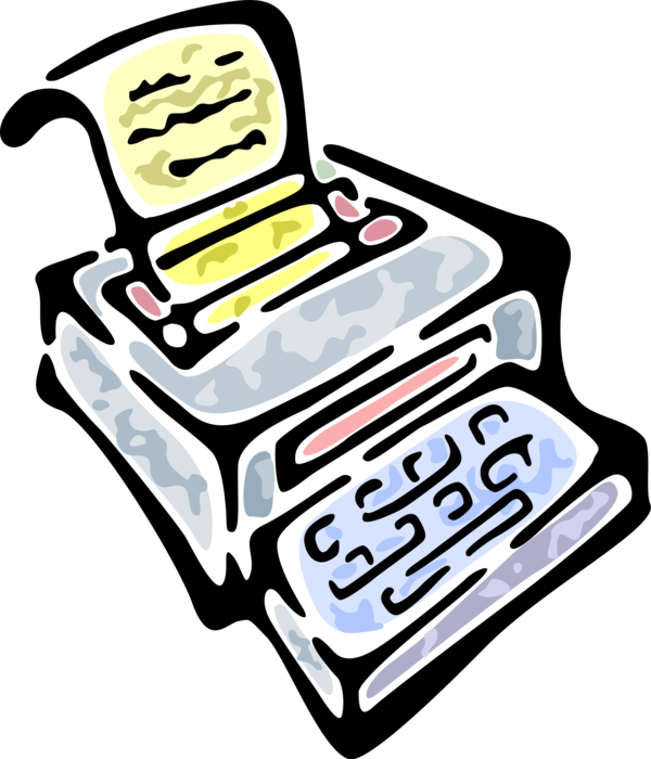 Vector Illustration of Typewriter Mechanical Machine for Writing Characters as in Movable Type Letterpress Printing