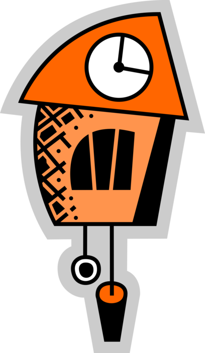 Vector Illustration of Cuckoo Clock Tells Time and Chimes on the Hour